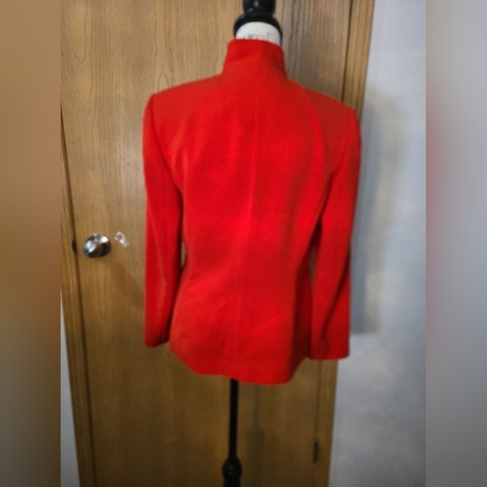 Votre Nom Collection Red Orange Button Up High Collar Blazer - Picture 3 of 4